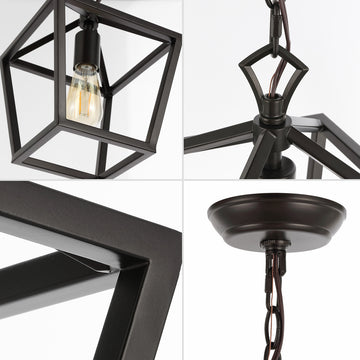 Oslin 8" Vintage Farmhouse Iron Chain Pagoda LED Pendant - JONATHAN Y
